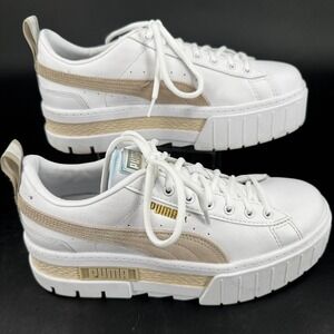 Puma Mayze Platform Shoes WOMENS White Lace Up Casual Sneakers SIZE 7